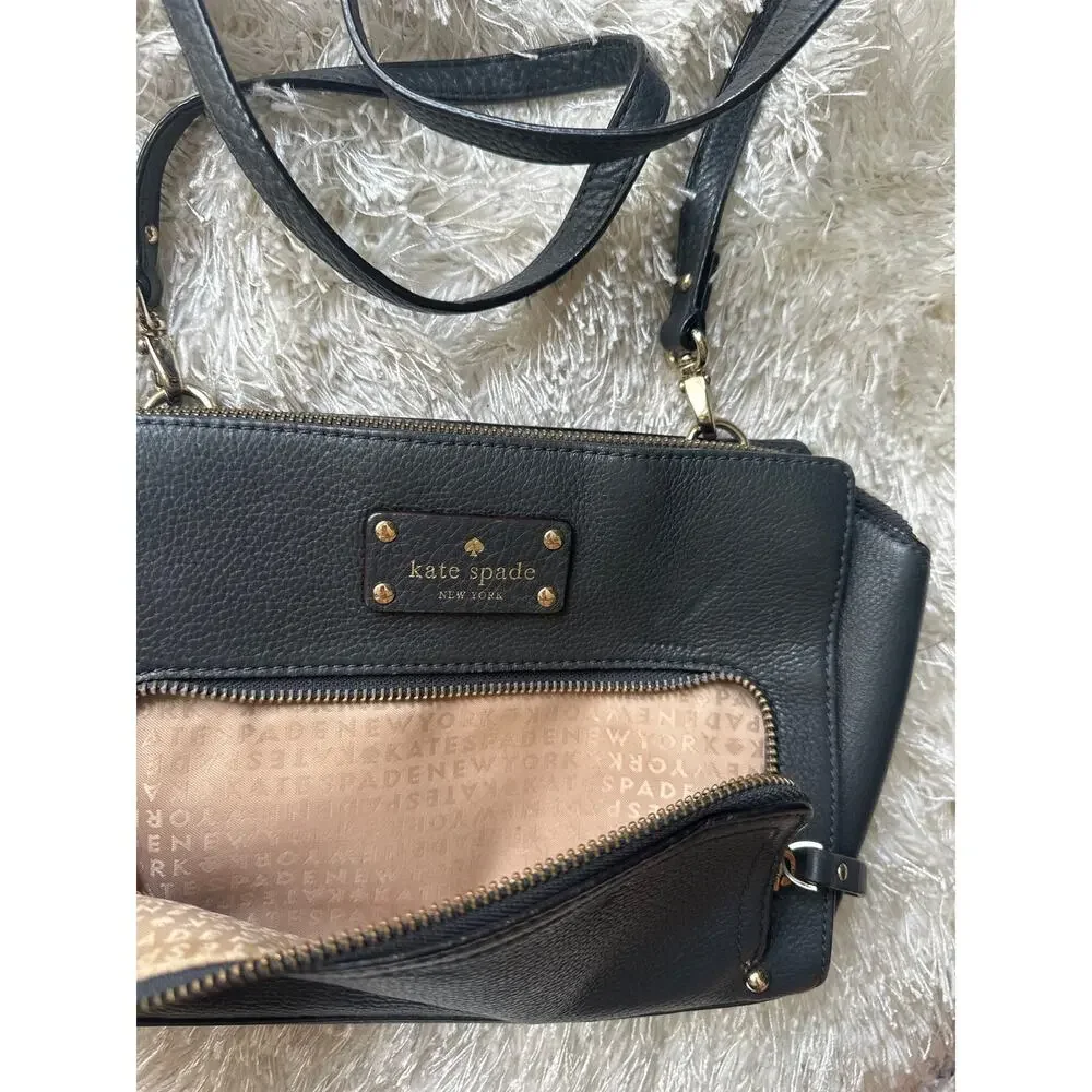Kate Spade Baxter Street Sevilla Leather Crossbody Asphalt Grey